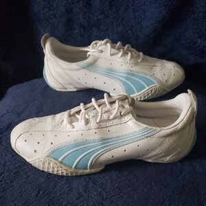 Puma White and Light Blue Athletic Shoes
